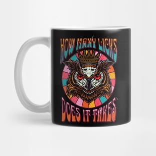 Funny Owl How Many Licks Does It Take Retro Vintage Mug